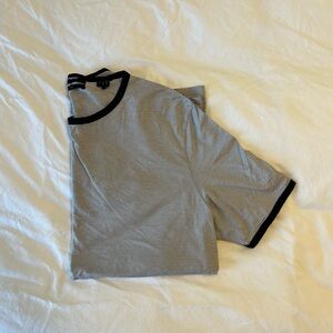 NWOT Men’s Theory Black and Gray Striped Tee